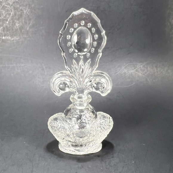 Vtg LE Smith Co Perfume Bottle Fleur de Lis Vanity Beaded Medallion 40s - Picture 7 of 16